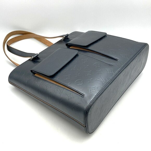 LOUIS VUITTON Navy Monogram Leather Tote Bag - Picture 5 of 13